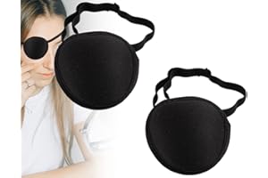 ZoeTekway 2 Piece Black Pirate Single Eye Patch Black, cache-œil élastique respirant ajustable pour adultes et enfants, cache-œil, cache-œil pirate