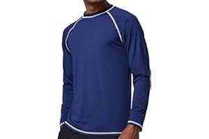 Arcweg Rashguard Men Long Sleeves Diving UV Protection UPF 50+ Elastic Rash Vest Loose Fit Top Swimming Quick Drying Surfing Pool T-Shirt Sports Top Rashie