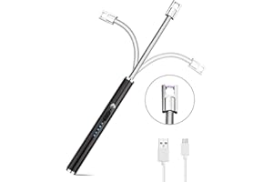 Electric Arc Lighter AUERVO Candle Lighter USB Rechargeable Multi Purpose Longer Flexible Neck Lighter Flameless Windproof for Kitchen Grilling BBQ Camping Stove (Black)