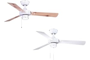 AIRERYDER Deckenventilator Cyrus ohne Beleuchtung, mit Zugschalter, Gehäuse Weiß, Wendeflügel in Weiß und Kiefer, 107 cm