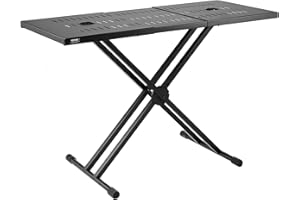 VEVOR Table DJ portable pour ordinateur portable et contrôleur, cabine DJ, hauteur réglable, support clavier, table pliable double X, support mixage audio, (820-1095) x 465 mm