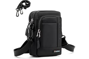 BAGZY Mens Small Shoulder Bag, Side Bag Outdoor Sports Hiking Waist Pack Crossbody Tactical Cellphone Pouch Belt Bum Bag Drop Bag Messenger Sling Bag Travel Bag, Black