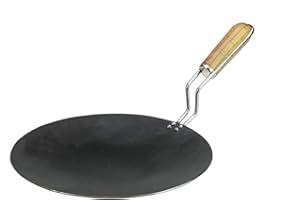India Bazaar CONCAVE MS Black Iron TAWA Wire Handle/PAN 11inches