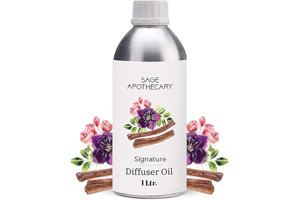 Sage Apothecary Signature Diffuser Oil For Relax Calm Mood, Natural Homely Fragrance, Anxiety Free Sleep & Pure Aromatherapy - 1L