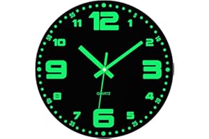 VINILITE Świecący zegar ścienny świecący w ciemności nowoczesny bezramowy zegar ścienny cichy zegar ścienny nietykający ruch zamiatający do salonu, sypialni, kuchni, biura