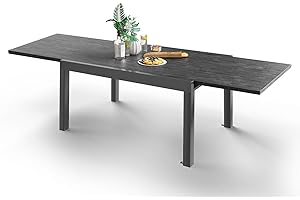 Homall Table de Jardin Exterieur,Aluminium Extensible 130/260cm Table a Manger de Jardin,Imperméable,Antirouille et Résistant Aux Rayures,Gris Foncé