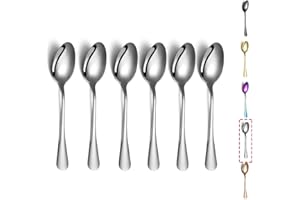 Cucharillas, Kyraton 6 Piezas Cucharas de té de acero inoxidable de 6.7 ", Cuchara de postre, Cucharas de helado, Cuchara de café, Cuchara de cubiertos Paquete de 6