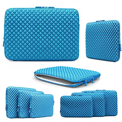 Urcover® Steppmuster Laptop Schutz-Hülle Sleeve Tasche mit Zubehörfach Blau | 15,4 Zoll 39,6 cm | Tablet Schutzhülle Notebook Cover | für Macbook iPad Galaxy Tab | Aktentasche