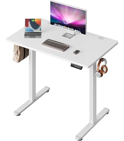 Bureau Réglable En Hauteur 110x60 Cm - Ajustement Manuel 72-115 Cm - Blanc - Plan De Travail Résistant - 8