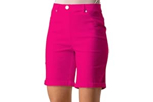 Roman Originals Stretch Shorts for Women UK Ladies Pull On Turned Hem Cut Off Bengaline Mom Boyfriend Boy Denim Casual Cropped Pants Capri Slim Fit Turn Up Summer Crops Mother