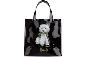 harrods Westie Puppy Small Shopper Bag - Borsa a mano nera in PVC - chiusura con bottone magnetico e taschino interno porta cellulare ID 5573464