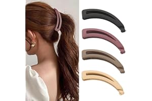 ZSPERKLA 4 Stück Bananen Haarspangen für dickes Haar, Vintage Bananenspange, rutschfeste, matte, große Pferdeschwanz Haarklammer Haarstyling-Zubehör für Frauen und Mädchen