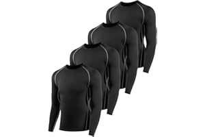 Orrfreer 4 Pack Boys' Long Sleeve Base Layer Top, Kids Compression Shirt Moisture-Wicking Athletic Sports Undershirt Quick Dry Breathable, Football Running Baselayer Tops