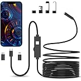 Endoscopio per Smartphone, 1080P HD Telecamera Endoscopica, Endoscopio con 8 LED 7,9 mm IP67 Sonda Impermeabile Cavo Semirigi