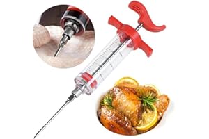 CHSEEO Siringa per Dolci, Siringa per Carne, Siringa per Marinatura con Aghi per Carne in Acciaio Inossidabile, Siringa Cucina per Cucinare Tacchino, Barbecue