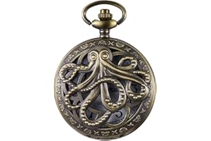 TIONG Van Gogh Montre de poche à quartz avec chiffres romains et lune étoilés et boîtier argenté pour homme et femme (avec sac cadeau)