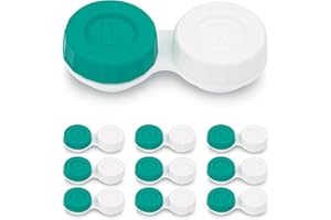 SPORTS WORLD VISION Green & White Contact Lens Case | Flat Screw Top Contact Lens Cases Box | Portable Travel Contact Lens Solution Holder | L & R Marked on Lenses Solution Case Top | Pack of 10