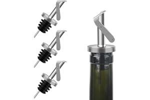 AUROAY 3pcs Beccucci per Bottiglie con Tappo Automatico,Tappi Versatori Universali in Acciaio Inossidabile,Beccucci Dispenser di Bottiglie dell’Olio Liquore Aceto Cocktail Sciroppo Vino