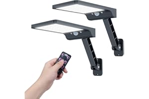 Zewnętrzne światło słoneczne, COLBOR Reflektor LED Solar Wall Garden z czujnikiem ruchu z 3 regulowanymi trybami IP65 Latarnie uliczne potężne wodoodporne z pilotem zdalnego sterowania (2 sztuki)
