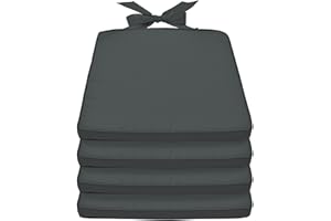 Beautissu Set da 4 Cuscini Sedie 40x45 cm Grigio Grafite Pia – Cuscini Esterno Comodi e Resistenti con Pratico Laccio Spessore 5cm Sfoderabili – Cuscini Sedie Giardino Mobili Rattan Legno – Loft SK