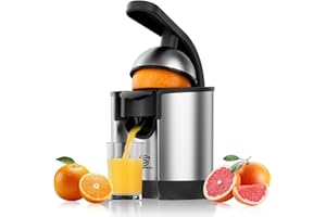 SUPERLEX Citrus Juicer Electric Orange Lemon Juicer Stainless Steel Juice Press with Removable Pulp Filter Efficient Extraction Compact Orange Squeezer for Orange Lemon Grapefruit Citrus Fruits