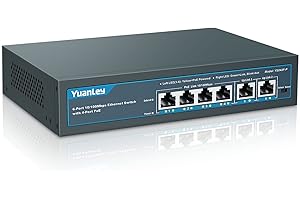 YuanLey 6 Port PoE Switch with 4 Port PoE+, 802.3af/at 78W Built-in Power, Fanless Metal Unmanaged Plug & Play