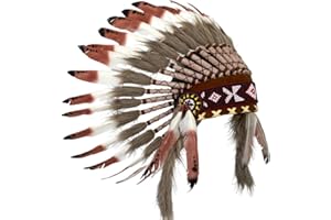 KARMABCN X05 Three Colors Brown Chief Feather Headdress/Native American Style Warbonnet