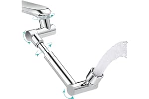 HORJOR Rubinetto Rotante 1080 Gradi, prolunga rubinetto cucina Rotazione 360 per Bagno in 2 Modalità, Filtro Antispruzzo Aeratore estensione Rubinetto snodabile per lavandino Lavello Cucina M20 M22 M24