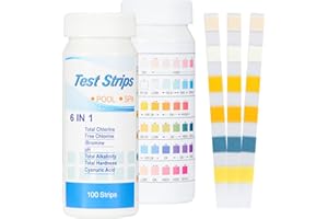 LUNEKUCK 200PCS Hot Tub Test Strips 6 in 1 Swimming Pool Ph Test Strips Clear Water Chemicals Test Strips for Total Chlorine Free Chlorine PH Alkalinity Hardness Cyanuric Acid