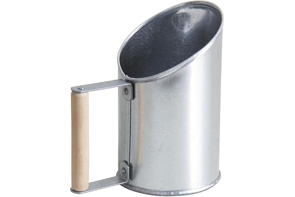 AUBRY GASPARD - Pelle à Pellets Zinc et Bois - Design Épuré - Ø 12 cm x Hauteur 20 cm - Poignée Confortable en Bois - Idéale pour Granulés dans Poêle à Pellets - Accessoire Pratique et Esthétique