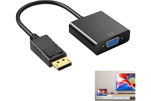 DisplayPort hane till VGA-honadapter, guldpläterad DP till VGA-omvandlare för PC, bärbara datorer, projektorer och skärmar, s