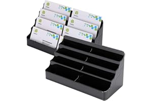 BTSKY 2 pezzi nero acrilico porta biglietti da visita - 8 Pocket Desktop Biglietto da visita Stand controsoffitto acrilico indice Card Organizer per scrivania Tidy Office Accessories