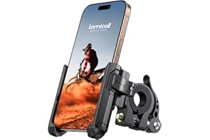 Lamicall Soporte Móvil Bicicleta, Soporte Movil Moto - [Diseño Semiabierto] 360° Rotación, Colocación y Extracción Rápida, Soporte Móvil Moto para iPhone, Samsung, Xiaomi y 4,7-7" Smartphone
