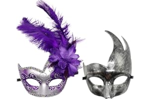 Coolwife Costume Mask Feather Masquerade Mask Halloween Mardi Gras Cosplay Party Masque