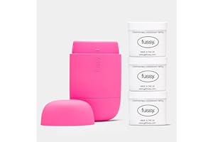 Fussy - Natural Refillable Deodorant - Aluminium Free - 24 Hour Protection - Coconut Scent (3 x 40g) & Hot Pink Case - Coconut, Almond & Vanilla- Vegan & Cruelty Free - 100% Natural & Effective