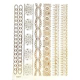 Miya® 1Stück Wild Style Metallic Tattoo, Flash Tattoos, temporär Tattoo, Gold Schwarz Silber farbig Schmuck Tattoo für Körper Finger Arme, Halskette Armband Flash Tattoos Body Tattoo, Form 20