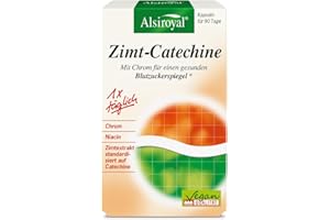 ‎ALSIROYAL Alsiroyal Zimt-Catechine - Nahrungsergänzungsmittel mit Chrom, Niacin & Zimtextrakt für einen gesunden Blutzuckerspiegel (90 Kapseln) - Natürliche Unterstützung bei erhöhtem Blutzucker - Vegan