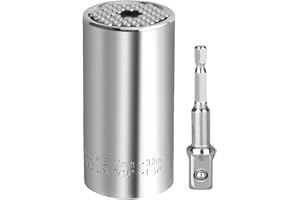 Lpluziyyds Universal Socket Set, Multi-Function Universal Socket Tool with Drill Adapter Unscrew Any Bolt Gifts for Dad, Husband, Boyfriend, Fathers' Day Present