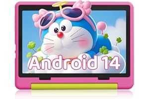 Laptok Kids tablet 10 inch Android 14 Tablets for Kids with 1280 * 800 IPS Display, 14GB RAM+64GB ROM, 5000mAh Battery, WiFi 6, Type-C, Child Tablet with 8MP+5MP Dual Camera, Kid-Proof Case (Pink)