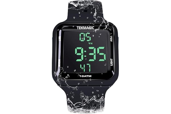 Montre Résistant l'eau 10 ATM 100m Lumineux Montre de Plongée sous Marine avec Fonctions de Réveil, Chronomètre, Double Fuseau Horaire, Calendrier, Format 12/24 Heures Sélectionnable