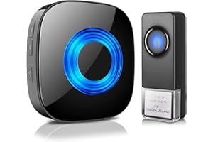 PHYSEN Timbre Inalámbrico Exterior Impermeable IP55, 400M Alcance Doorbell, Kit de Timbre con 1 Receptor + 1 Transmisor, 58 Melodías 5 Niveles de Volumen (0-110dB), Indicador LED, Fácil Instalación