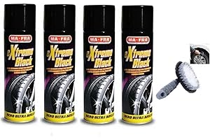 HITOPSELLER MAFRA Extreme Black Nero Gomme Spray Ultra Brillante, Effetto Bagnato, Previene Screpolature, Resistente a Pioggia e Lavaggi Frequenti 500ml + Spazzola per Pulizia Cerchioni (4)