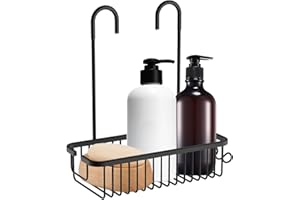 GOOPOOL Mensola Doccia Porta Shampoo Doccia da Appendere Portaoggetti Doccia per Bagni Compatti Mensola Doccia Senza Foratura Bagno Antiruggine Porta Sapone Doccia Cestino Doccia per Rubinetto, Nero