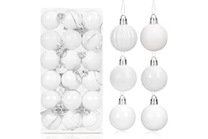 SPRINLOT Bolas de arbol Navidad Blanco 36 Piezas, Adornos Plástico de 4 cm, Regalos Colgantes Decoración para Fiesta y Festival