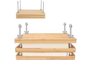 BONJUME Prensa Para Libros De Madera, 30x20cm Herramienta De Encuadernación De Libros Resistente Manual Multifuncional Accesorios Suministros De Encuadernación Para Hogar Escuela Oficina Bricolaje