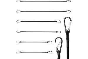 6 stycken justerbara spänngummi med karbinhake, expander med krok svart 40/60/80 cm, gummiband runt 6 mm för takhållare, presenning, cyklar, camping och utomhus