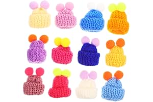 BCOATH Puppenzubehör 60 Stück Mini-Beanie-Kappen Garn Mini- Zum Basteln Kleine Puppenmützen Puppenhaus-Zubehör DIY Liefert