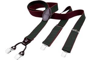 DonDon Hosenträger Herren extra stark 3,5 cm Hosenträger Herren breit mit brauem Leder in Y-Form lang - Starke Clips passend für Anzug Jeans Chinos Vintage Rockabilly Suspenders