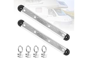 BONJUME Juego De Rieles De Amarre De Aluminio, con 4 Argollas De Amarre Y 4 Tapas Finales Riel De Amarre para Asegurar Cargas En Remolques, Camiones, Autocaravanas Y Yates - Riel De Amarre Anodizado