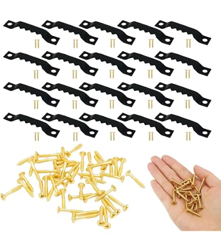 60 Stück Sägezahn Bildaufhänger – Schwarz, Gold, Silber, Mit Schrauben